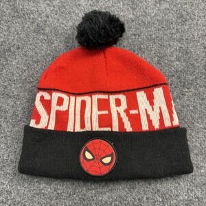 Spiderman Beanie Hat Cap Youth Black Red Marvel‎ Knit Pompom Kid Boy Superhero